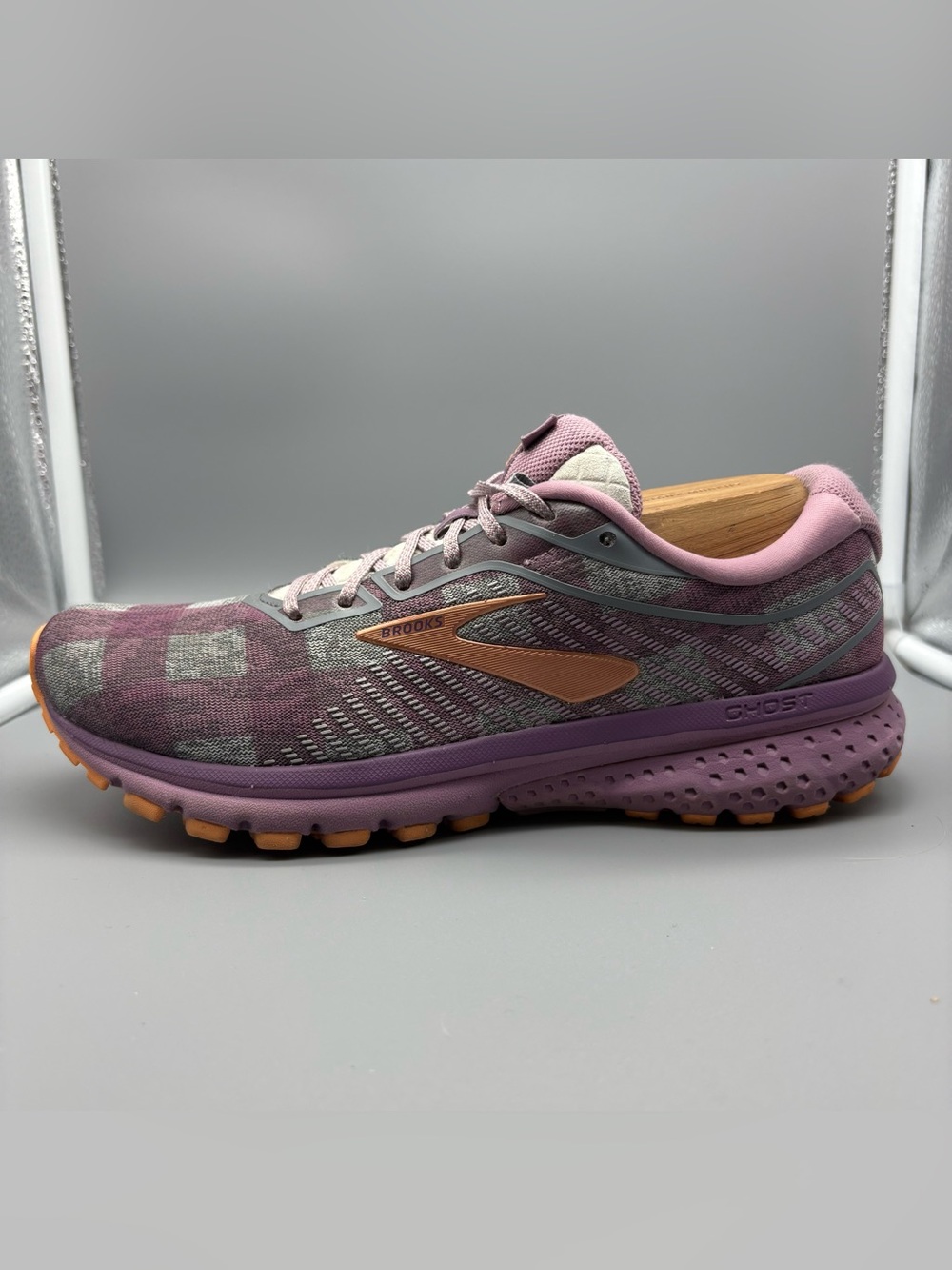 Brooks | Ghost 12 Running Shoes - Pink Gray Plaid ; Womens 8.5
